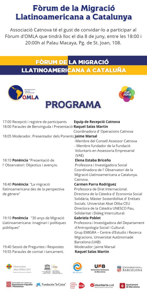 Foro sobre la migración latinoamericana en Cataluña Venezuela Colombia, ecuador, Brasil, Argentina